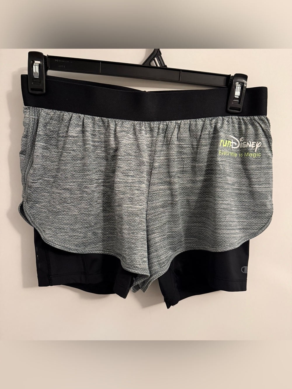 Champion Women's Grey Layered Athletic Shorts with Black Liner